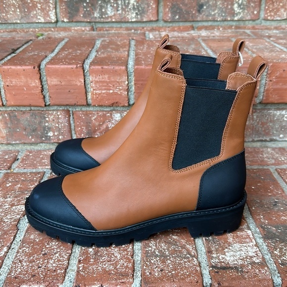 Antonio Melani Dalton Gore Detailed Weather Resistant Leather Lug Sole Boots 10 - Picture 3 of 8